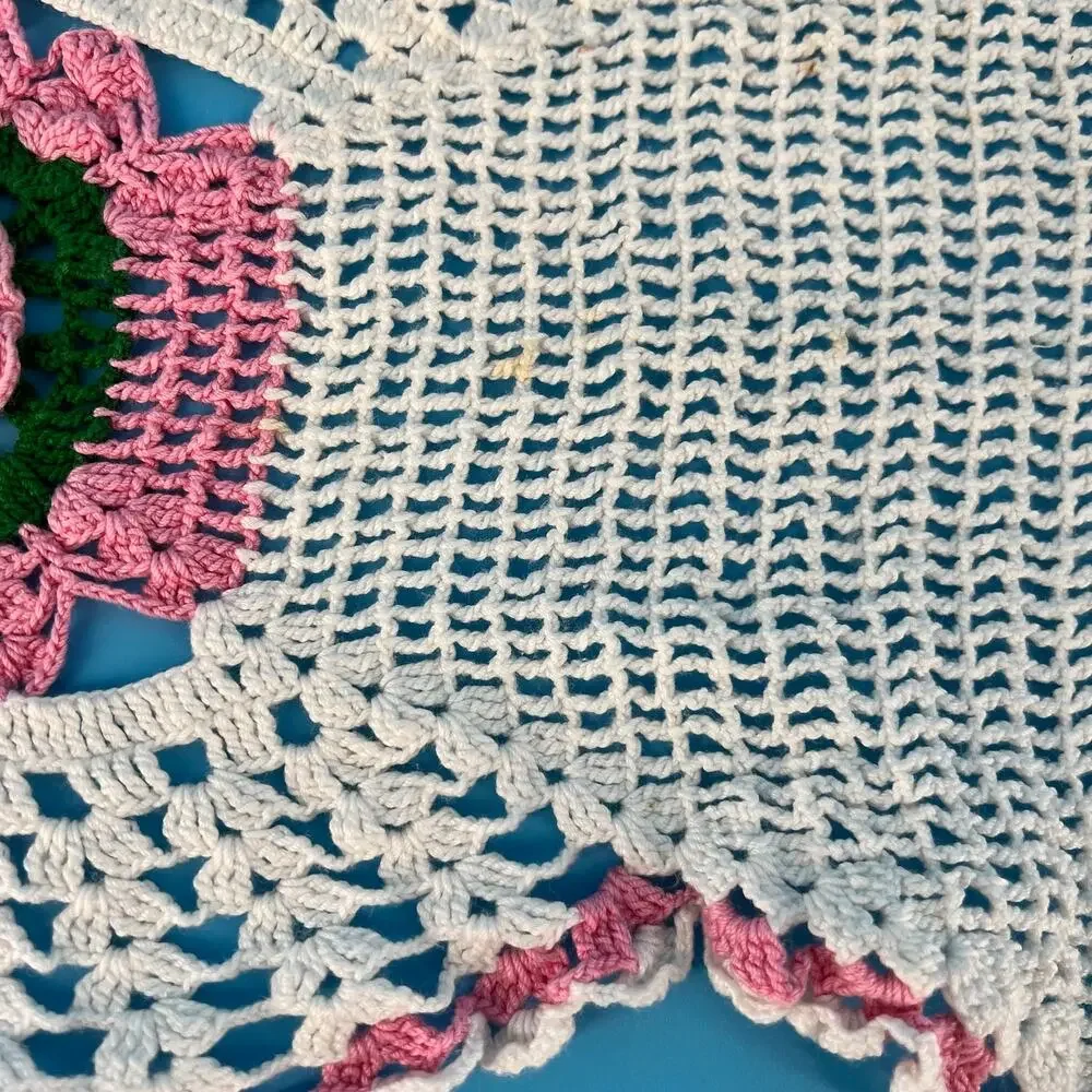 70s Crochet Doily Table Runner Cottage 1970s Vintage